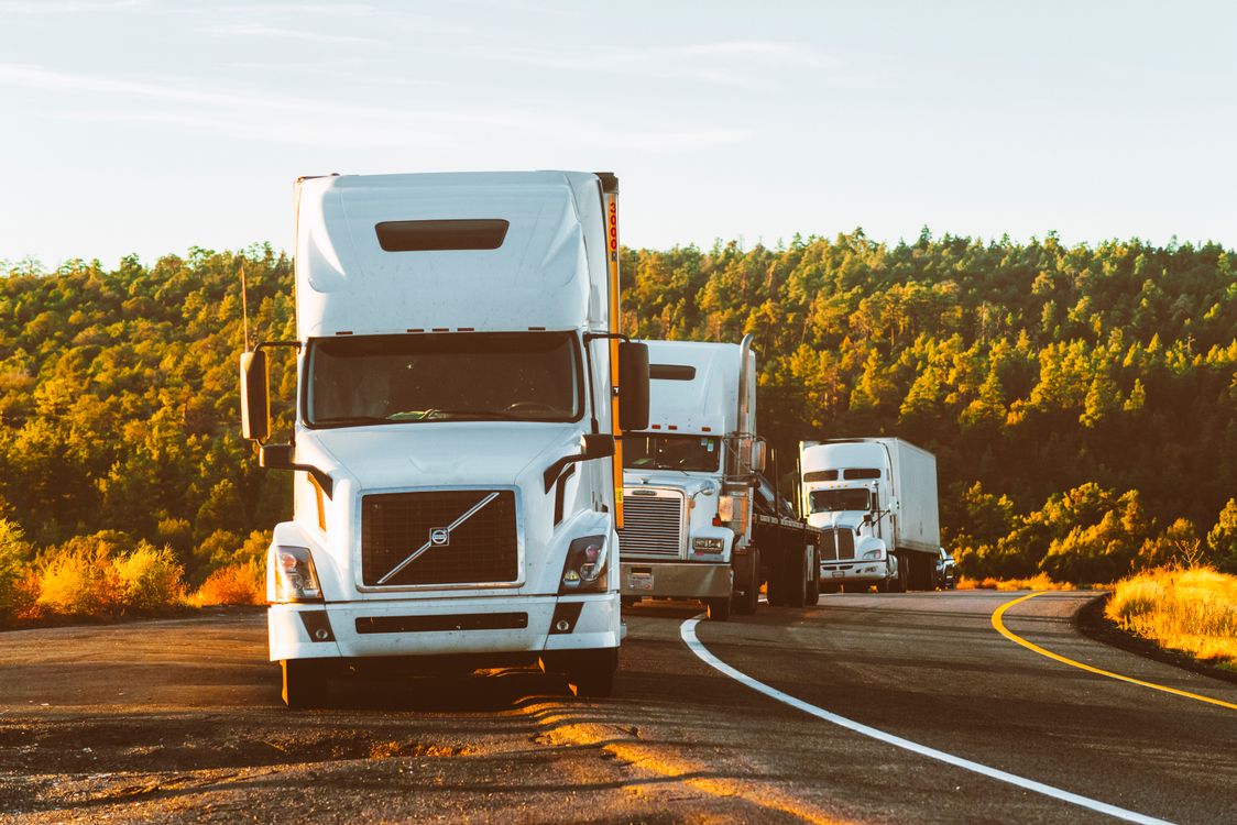 BT Trucking fleet on a California highway