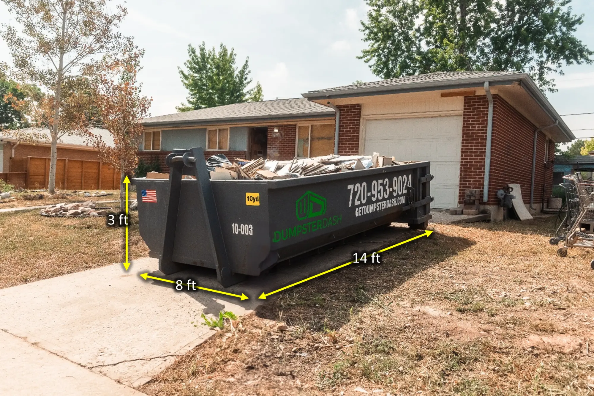10 yard DumpsterDash dumpster rental in Denver