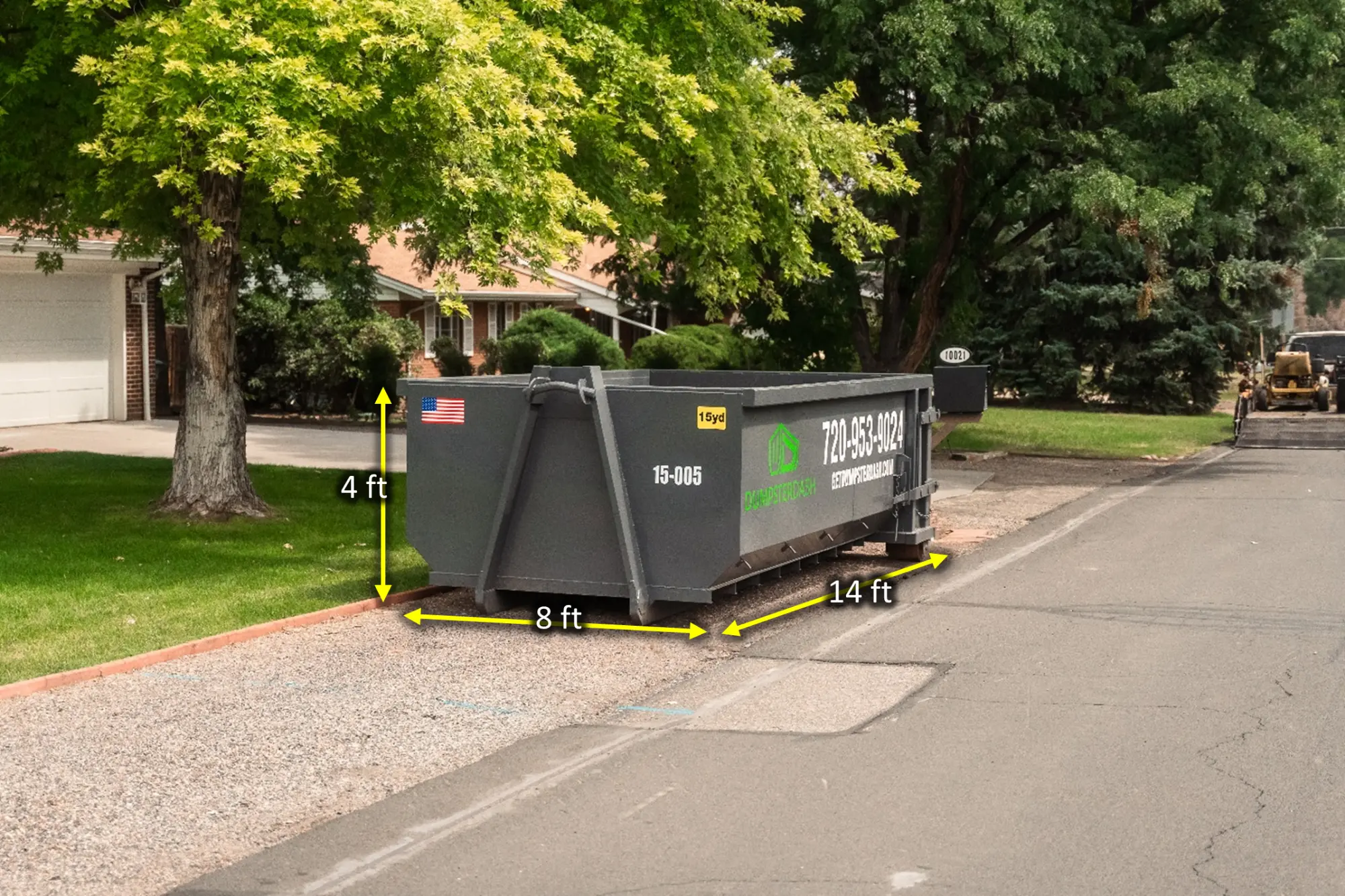 15 yard DumpsterDash dumpster rental in Denver