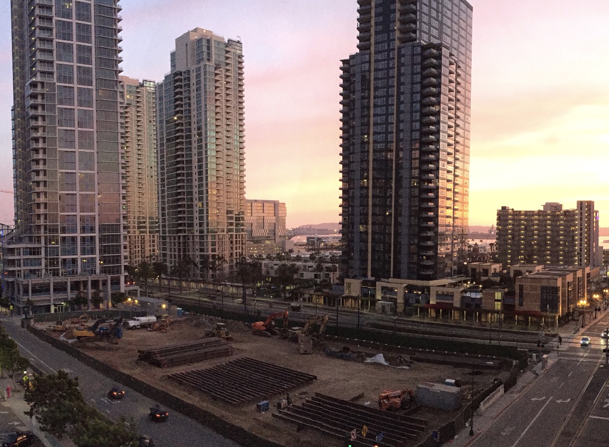 Atlanta high-rise skyline at sunset near Silverbrook's local market